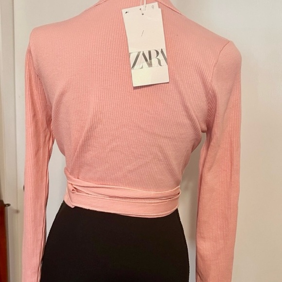 Zara NWT Ballet Pink Wrap Top - Picture 4 of 8